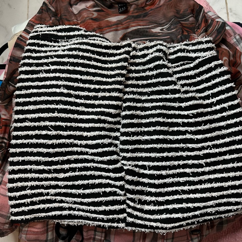Black and White Striped Skirt